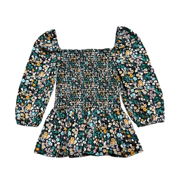 Pink Lily Floral smocked blouse size Small - Picture 3 of 7